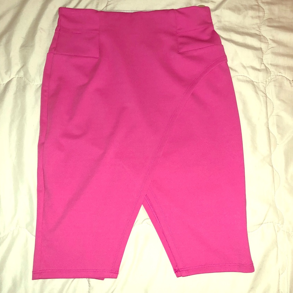 Neon pink skirt
